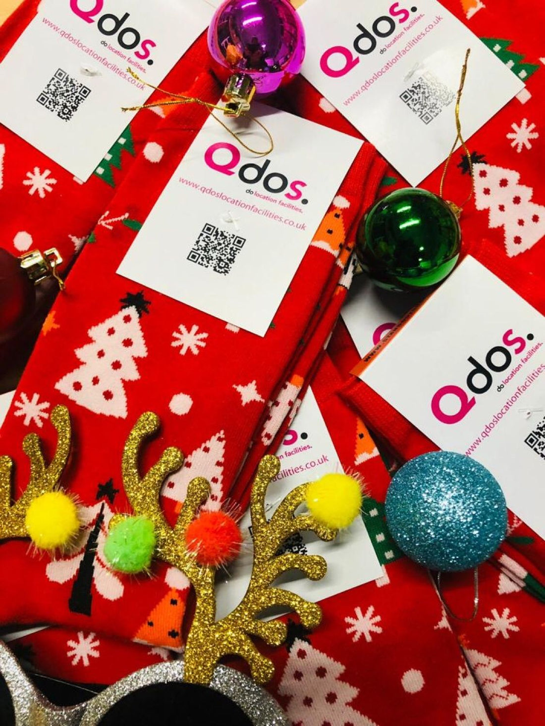Close Up of Stand Out Socks Christmas Festive Socks With Christmas Glasses & Christmas Baubles