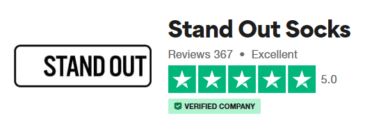 Stand Out Socks Logo with Trust Pilot 5 Star Rating
