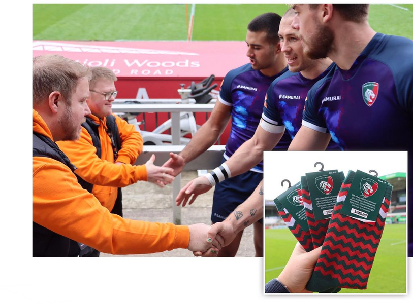🏉🤝 Stand Out Socks Unites with Leicester Tigers to unveil their first Down Syndrome rugby team!🧦🐯🏉