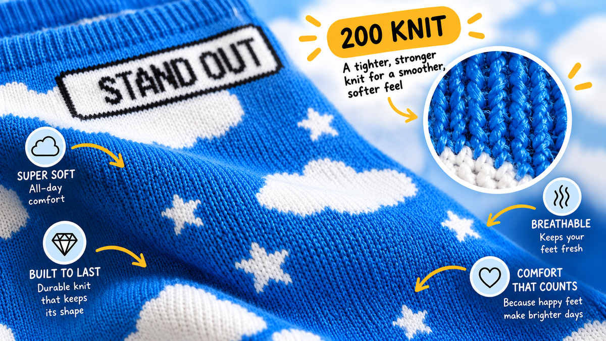 Close-up detail of the sock knit