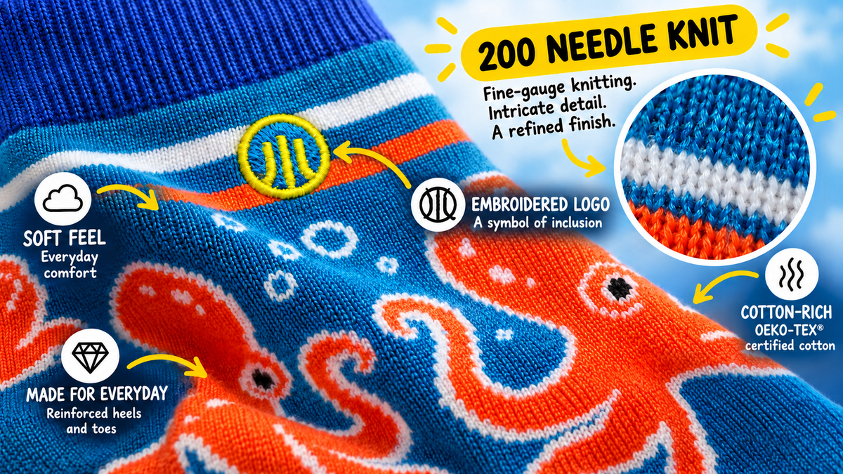 Close-up detail of the sock knit