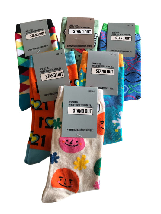 Bundle of colourful stand out socks 