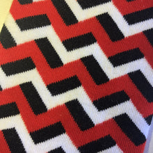 Load image into Gallery viewer, stand out socks uk red and white devils zig zag sock design crazy socks fun socks
