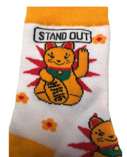 Load image into Gallery viewer, stand out socks kids lucky cat socks - available in sizes 3-4 years &amp; 5-7 years
