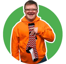 Load image into Gallery viewer, stand out socks uk red and white devils zig zag sock design crazy socks fun socks
